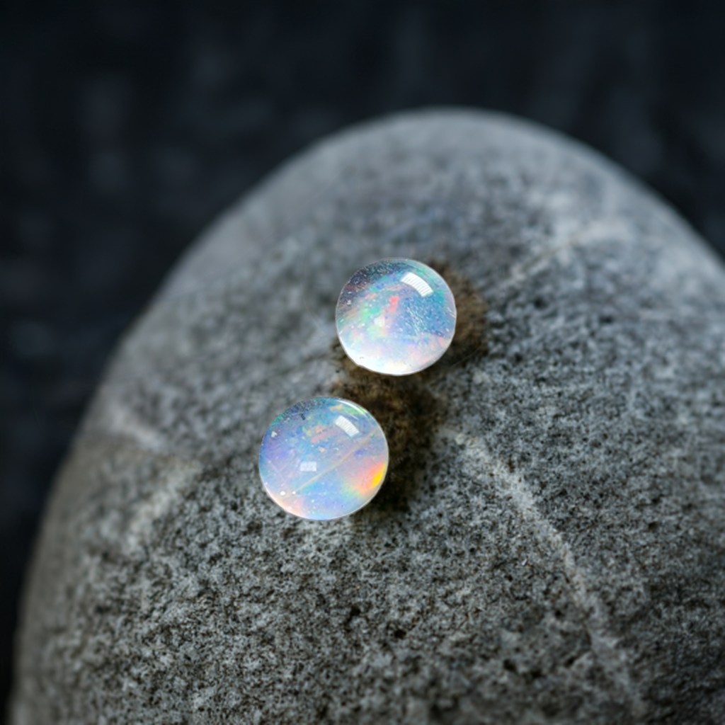 Lovely 6mm Round Star Opal Triplet Earing Pair!